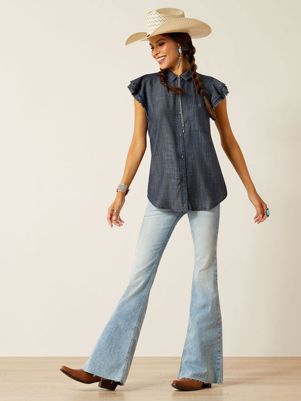 Ariat Ladies Carriage Ruffle Chambray Top