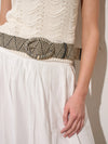 Woven Oval Buckle Straw Belt - Natural/Black