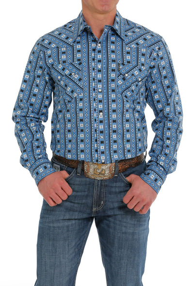 Cinch Men's Modern Fit Snap L.S Shirt - Light Blue