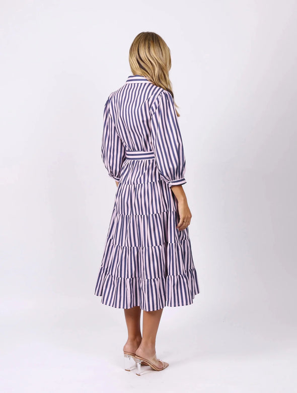 Peyton Dress - Pink/Navy Stripe