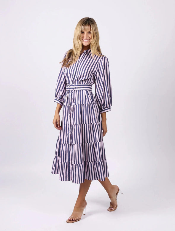 Peyton Dress - Pink/Navy Stripe