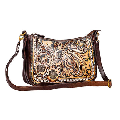 Myra Bag Whitley Way Hand Tooled Handbag