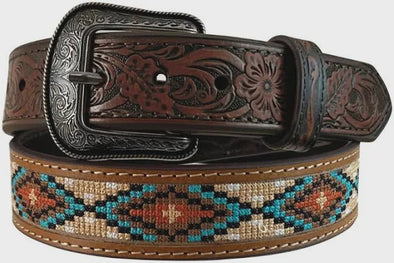 Roper Boys Belt - Hand Tooled Tabs with Stitching Detail