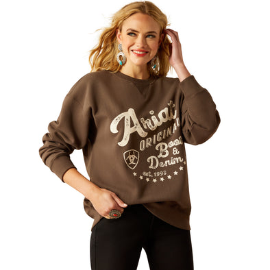Ariat Ladies Oversized Crew Sweatshirt - Banyan Bark