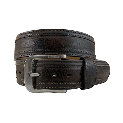 Roper Men's Belt Distressed American Bison Leather - Chocolate