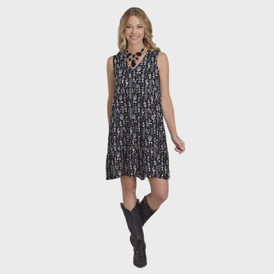 Roper Ladies Studio West Collection Sleeveless Print Dress - Black