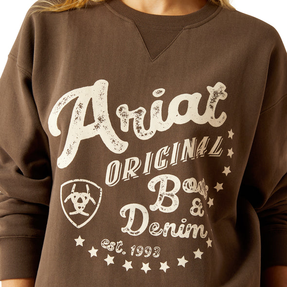 Ariat Ladies Oversized Crew Sweatshirt - Banyan Bark