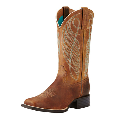 Ariat Ladies  Round-Up Wide Square Toe Boots - Powder Brown