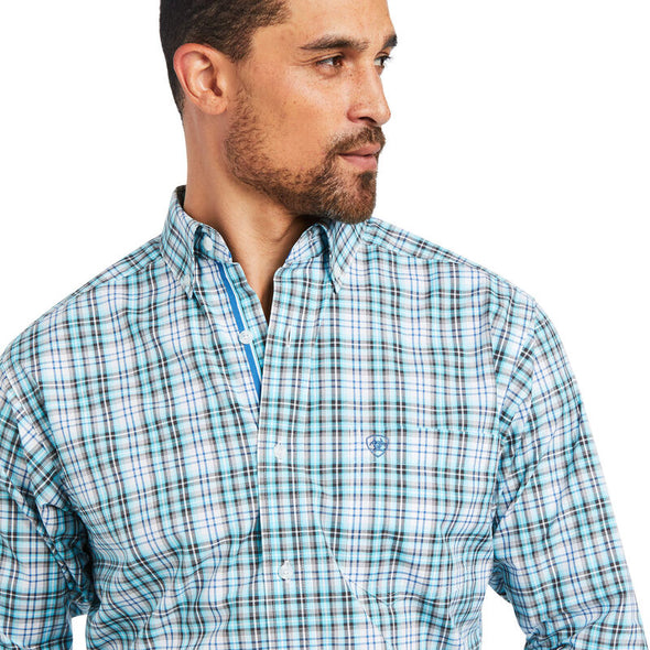Ariat Men's Pro Series Isaiah Fitted L/S Shirt - White Plaid