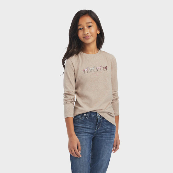 Ariat Girl's Different Colour L.S Tee - Banyan Bark Heather