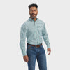 Ariat Men's Pro Series Brodie Stretch Fitted L/S Shirt - White/Green/Blue Check