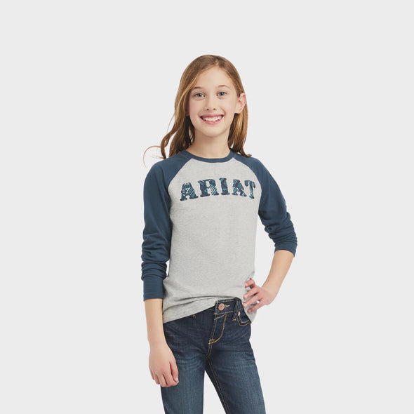 Ariat Girls Zuma Baseball L.S T-Shirt-Heather Grey
