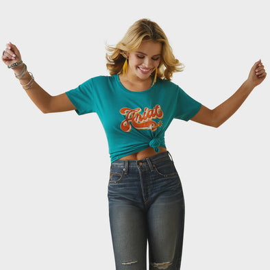 Ariat Ladies Spur Script T-Shirt - Teal Green Heather