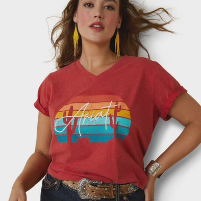 Ariat Ladies REAL Horizons T-Shirt - Aura Orange Heather