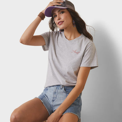 Ariat Ladies REAL Cool Cow Tee - Light Heather Grey
