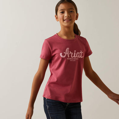 Ariat Girl's Durable Goods T-Shirt -Earth Red