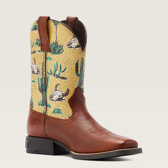 Ariat Kid's Round Up Wide Square Toe Boot - Spiced Cider/Desert Scene