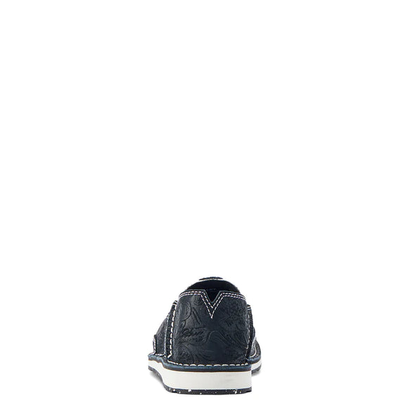Ariat Ladies Cruiser - Black Suede Emboss/ Black and White Ariat Logo Print