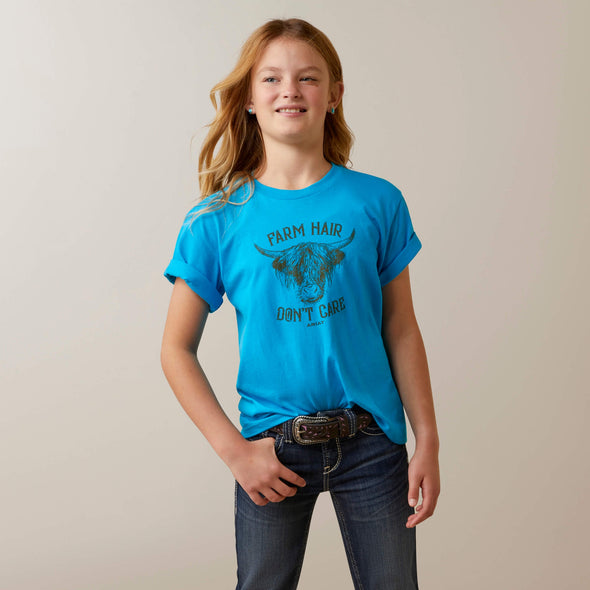 Ariat Girl's Ariat Farm Hair T-Shirt - Turquoise