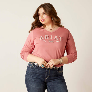 Ariat Curvy Ladies Flora L.S T-Shirt - Dusty Rose