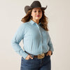 Ariat Curvy Ladies Wrinkle Resistant Kirby Stretch L/S Shirt - Crystal Teal Stripe