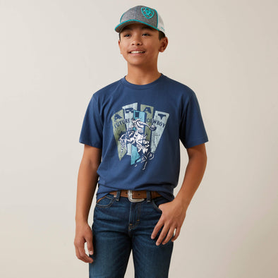 Ariat Boy's Cowboy Planks T-Shirt - Light Navy