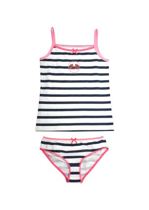 Thomas Cook Girls Singlet & Underwear Set - Pink/Navy/White