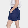 Ladies Linen Elastic Waist Shorts - Navy