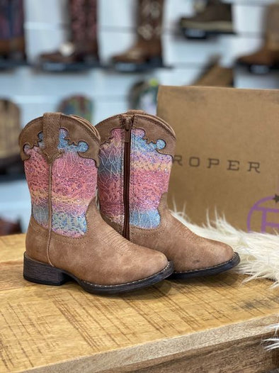 Roper - Toddlers Boot - Glitter Lace - Tan