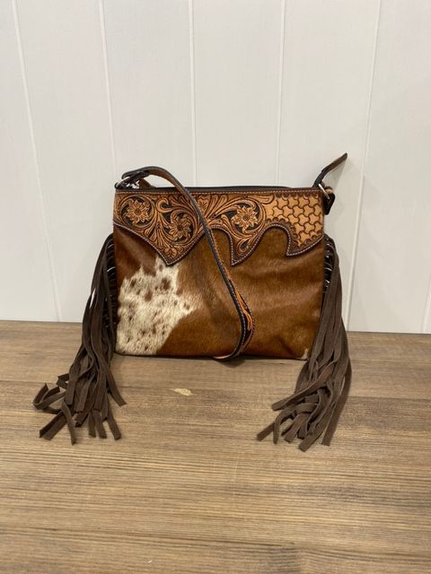 Rafter T Ranch Crossbody Tooled Hairon Bag