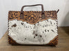 Dolly Tooled and Hide Handbag - Brown & White