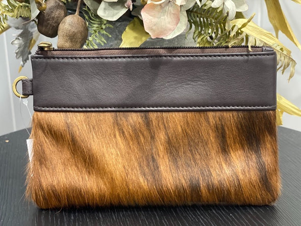 Wales Brindle and Dark Brown Leather Clutch