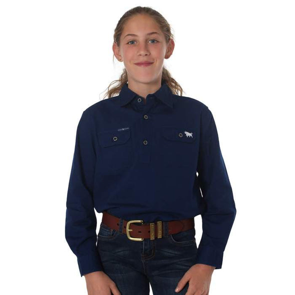 Ringers Western The Ord River Half Button Work Shirt - Navy