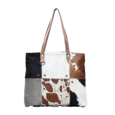 Camila Cowhide Patch Work Tote Bag