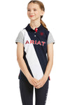Ariat Girl's Taryn Polo Shirt - Navy/White/Grey/Red