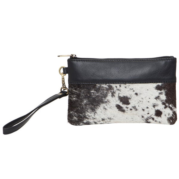 Wales Black Leather and Jersey Hide Clutch