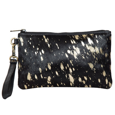 Toronto Gold and Black Hide Small Clutch