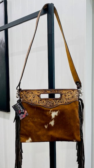 Bianca Tooled Leather & Cowhide Bag