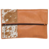Sofia Jersey Hide and Tan Leather Fold-over Clutch