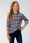Roper Girls Star Collection L/S Shirt with Pink Snaps