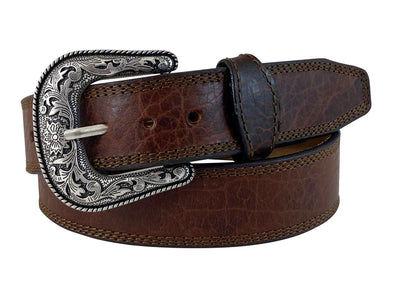 Roper Men's 1 1/2" American Bison Triple stitched Leather Belt - Hazelnut Bison