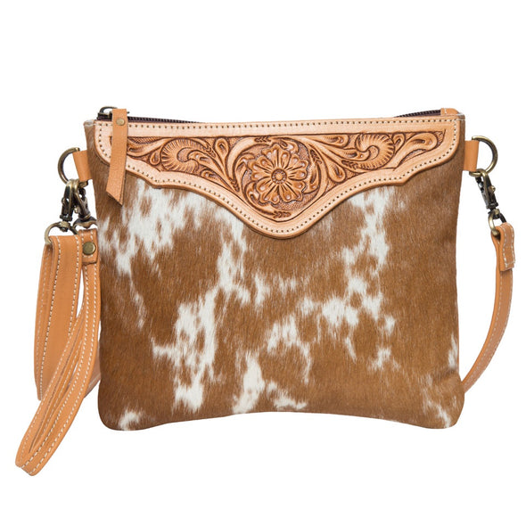 Costa Rica Tooled Leather & Cowhide Clutch