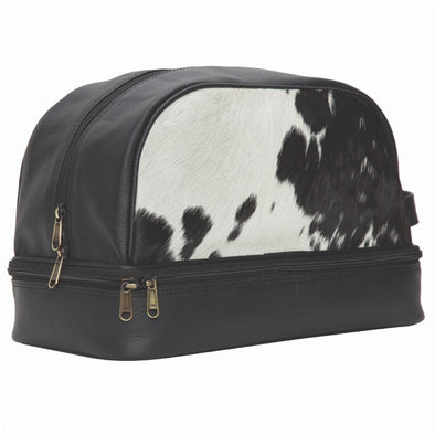 Derby Shoe & Toiletry Cowhide Kit - Jersey Hairon & Black Leather