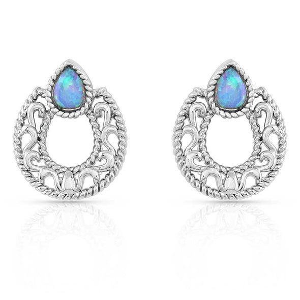 Montana Silversmiths Roped Horseshoe Opal Earrings