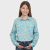 Just Country Girl's Harper Work Shirt - Teal Daises