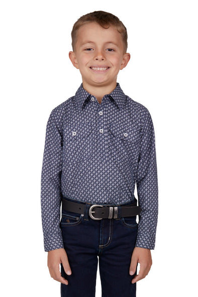 Hard Slog by Thomas Cook Boys Quin 1/2 Placket L.S Shirt - Navy/White