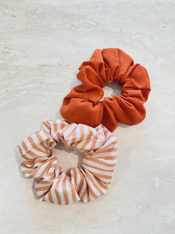 Balencia Orange Linen Scrunchie Pack