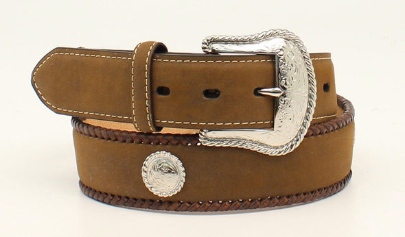 Men's Leather Edge Lacing Belt with Conchos