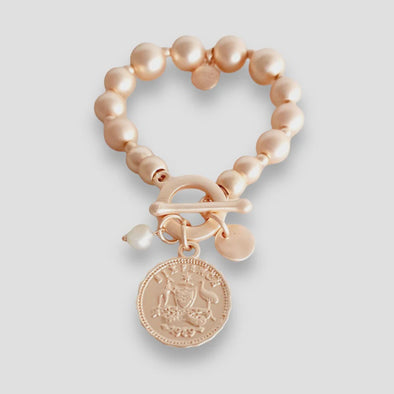 Rose Gold Matt Plated Coin Bracelet