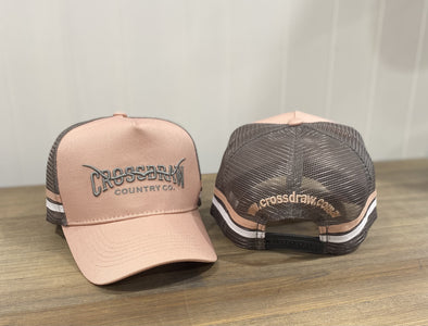 Crossdraw Country Co. Classic High Profile Trucker  Cap - Dusty Pink/Grey